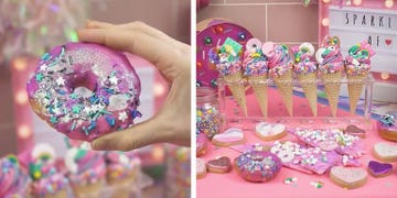 Pink, Nail, Hand, Finger, Glitter, Fashion accessory, Magenta, Food, Tableware, 
