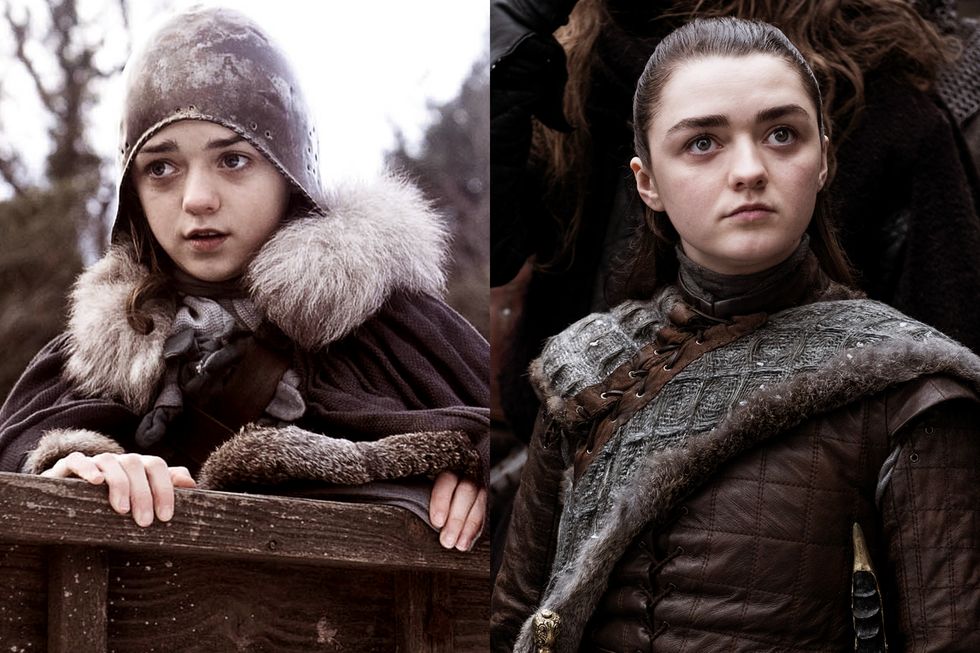 Game of Thrones characters evolution Season 1-8, Arya Stark, Sansa Stark, Bran Stark, Jon Snow, …