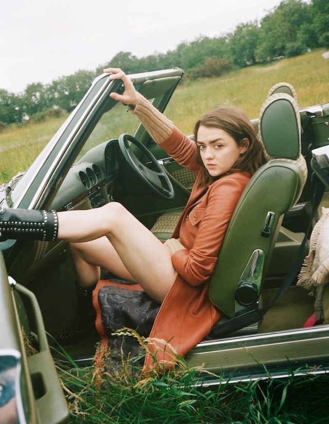 Maisie Williams in Coach, driving car ELLE UK interview