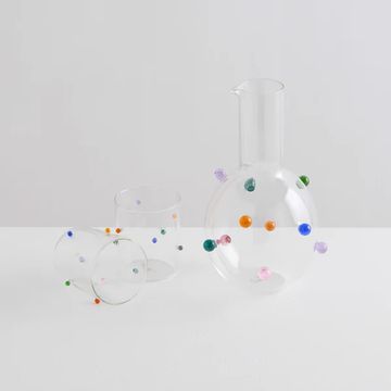 a group of glass containers