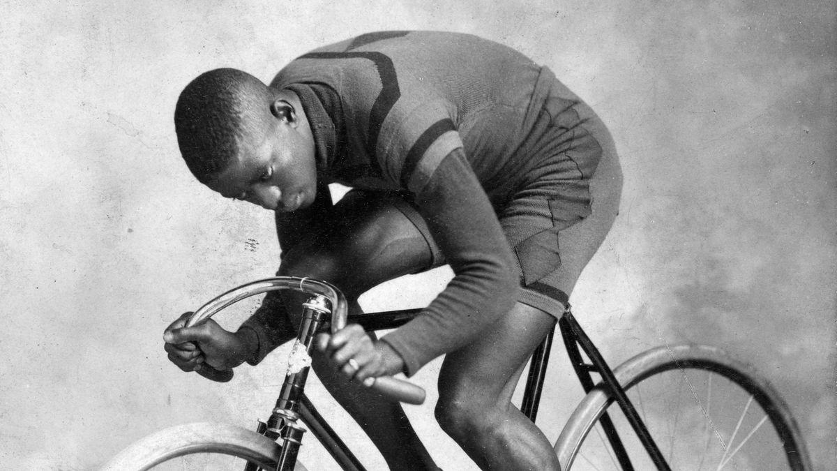 Marshall Walter "Major" Taylor an American cyclist who won the world 1 mile (1.6 km) track cycling championship in 1899 - Image ID: FG6KJC (RM)