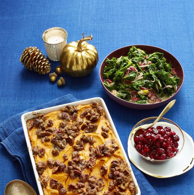 thanksgiving side dishes sweet potato casserole with brown sugared pecans