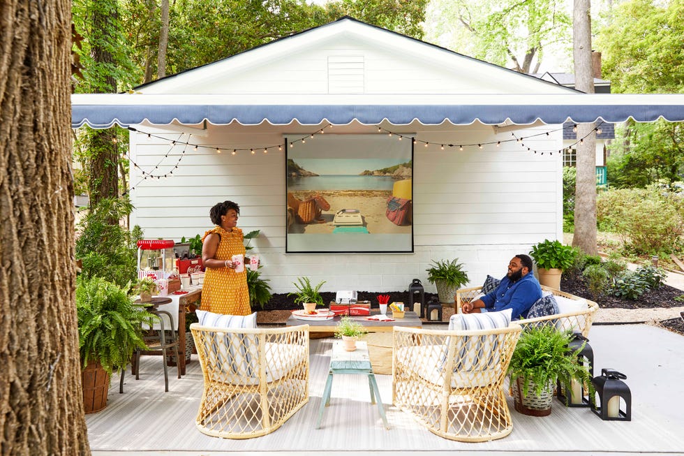 victoria and marcus ford in outdoor movie area