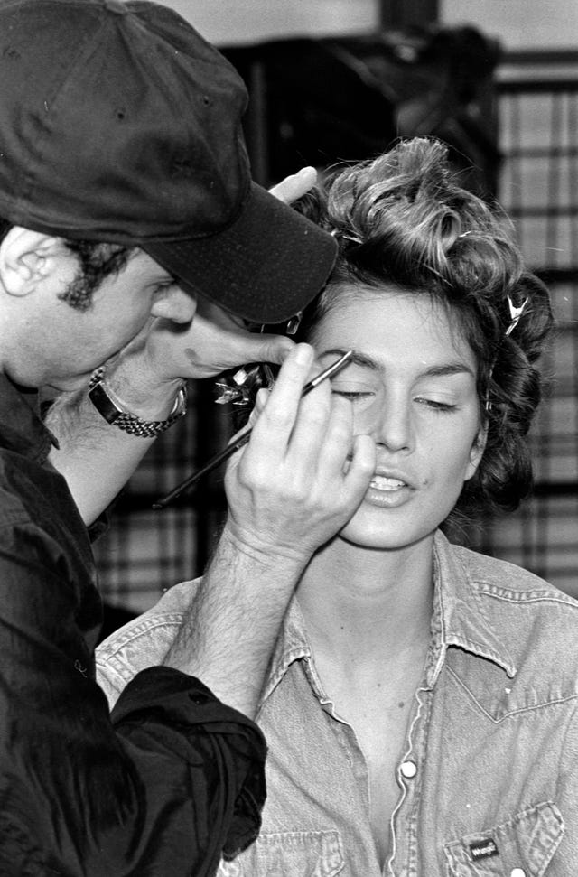 backstage beauty preparation from the calvin klein collection fall 1992 ready to wear fashion show