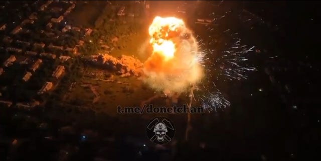 explosion of grad rocket ammunition dump in maakivka in donetsk oblast on july 4