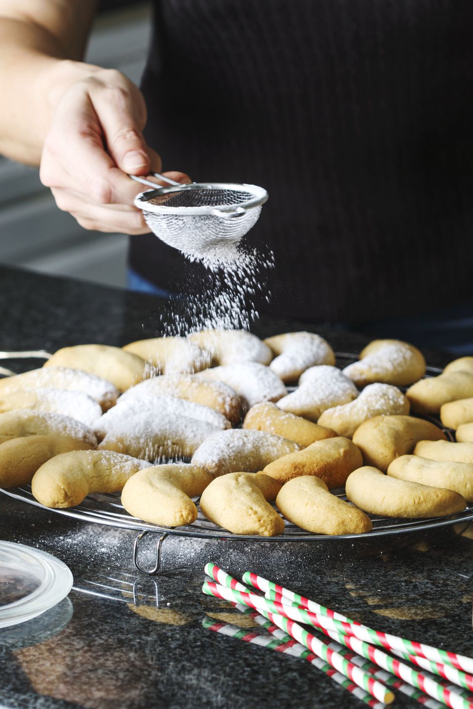 making a traditional christmas cookies "vanilla crescents"