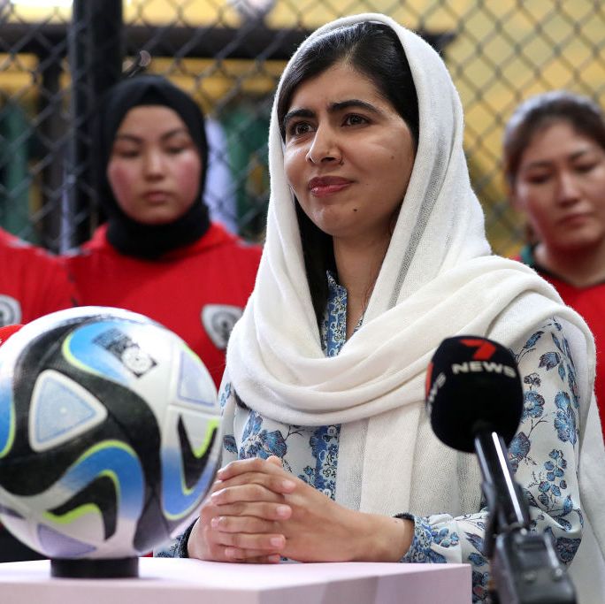 nobel peace prize winner malala yousafzai speaks and meets with members of the afghan womens team