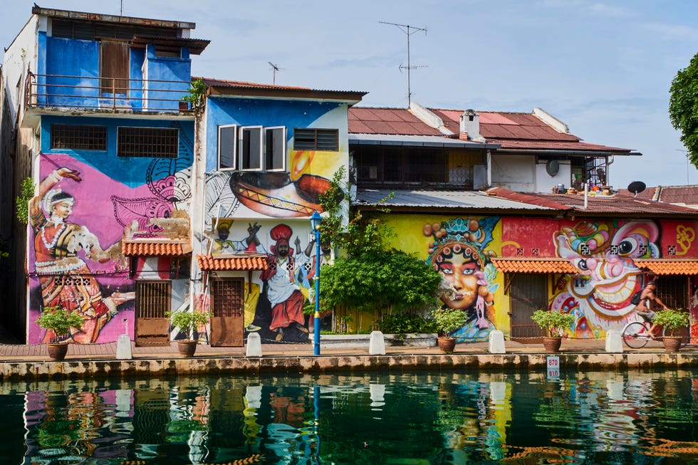 malaysia, malacca, the canal, wall painting