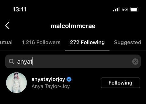 anya and malcolm following each other on instagram