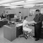office scene in chicago, ca 1958