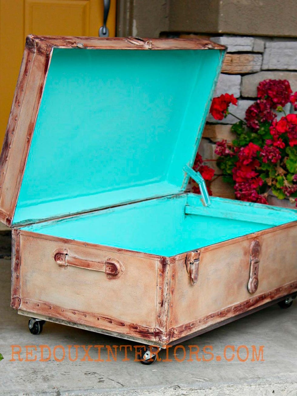 Turquoise, Furniture, Suitcase, Chest, Trunk, Baggage, Table, Chair, 