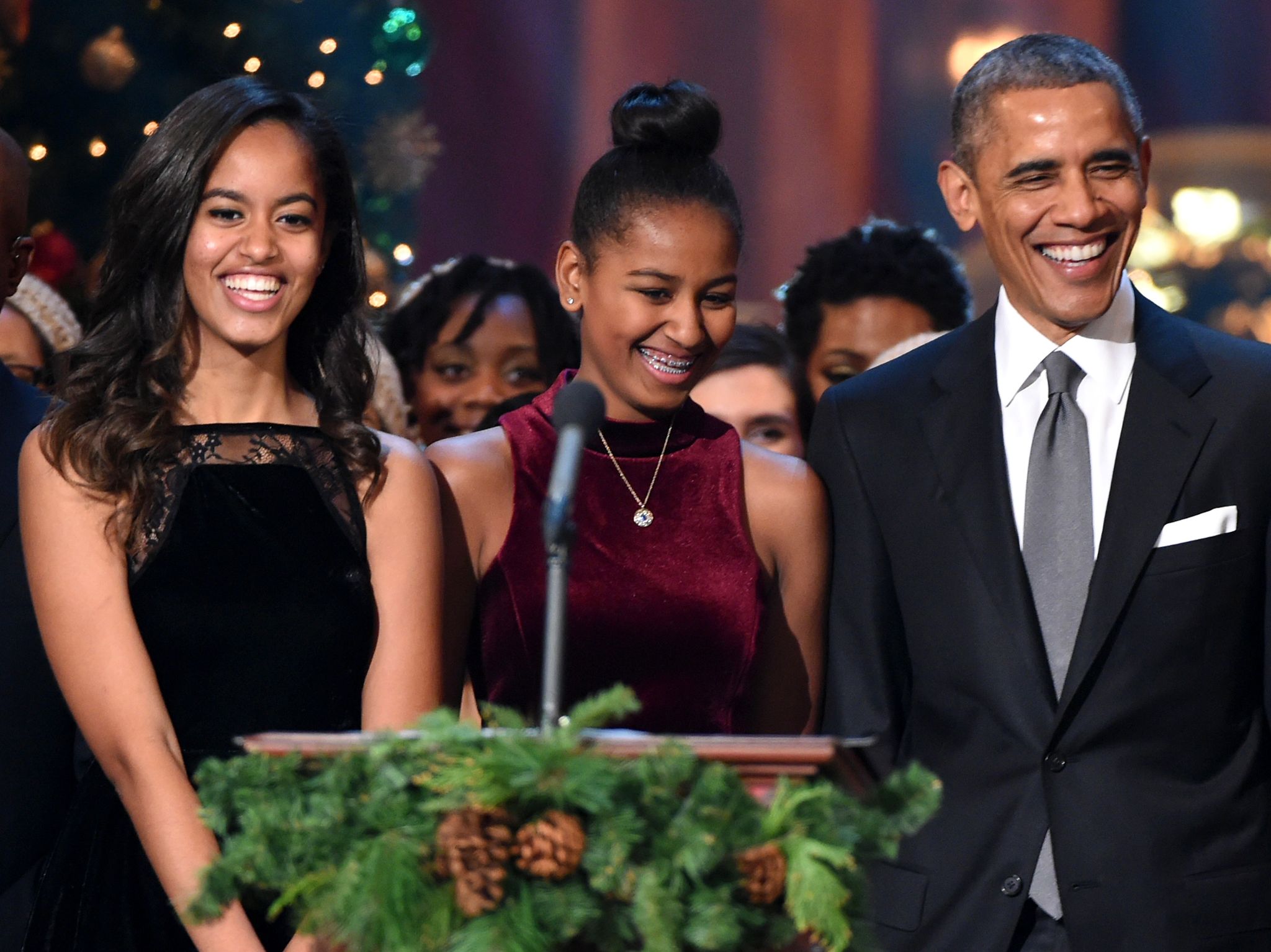 Malia e Sasha Obama con papà Barak Obama