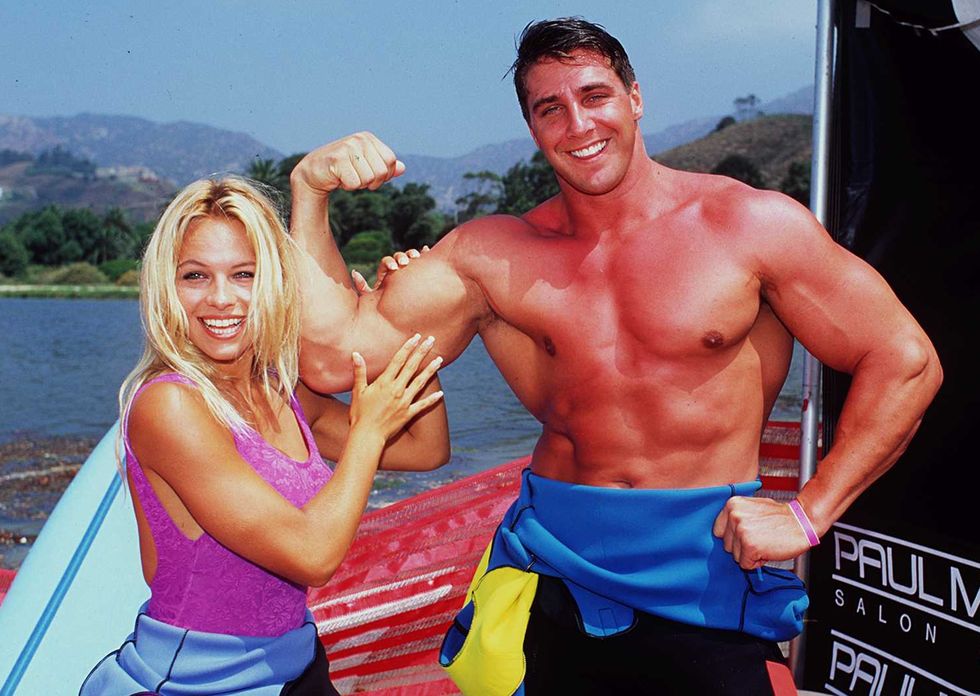 malibu circa pamela anderson and steve henneberry from the tv series gladitors fool around