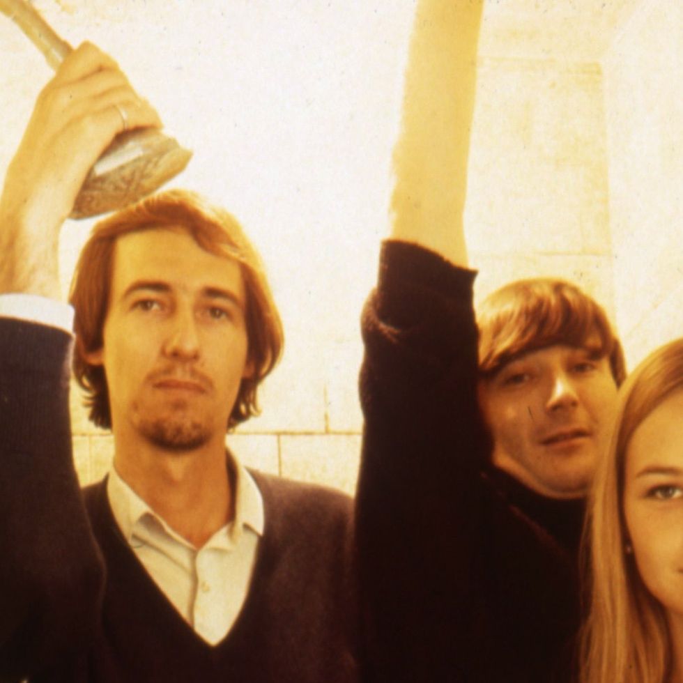 1966 mama cass, john phillips, denny doherty, and michelle phillips of the rock and roll band "the mamas and the papas" pose for a portrait session in a shower for the "if you can believe your eyes and ears" album cover which was released in 1966 in los angeles photo by michael ochs archivesgetty images