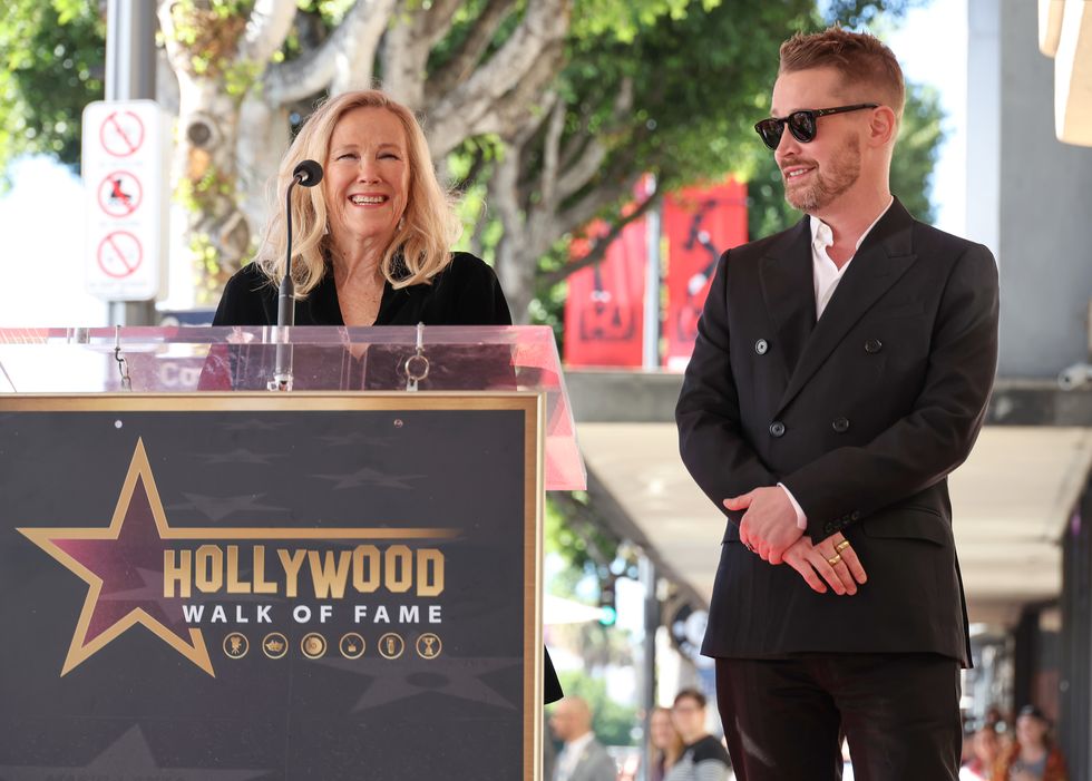 hollywood, california december 01 l r catherine ohara and macaulay culkin speak onstage during the ceremony honoring macaulay culkin with a star on the hollywood walk of fame on december 01, 2023 in hollywood, california photo by amy sussmangetty images