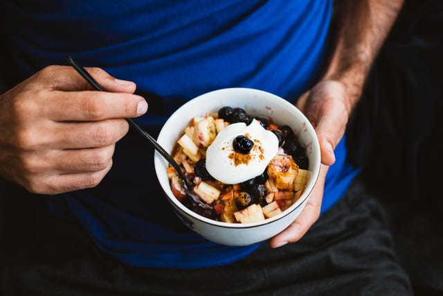 a man eating porridge