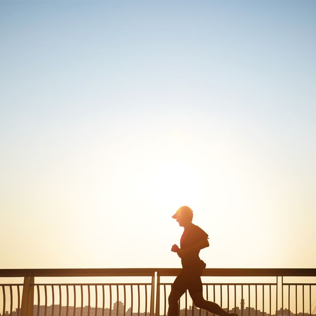 man enjoying an early morning jog in the city.