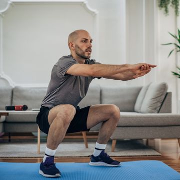 man exercising at home