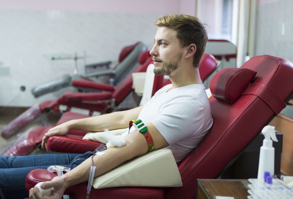 Man giving blood donation