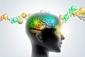 man head showing the human brain