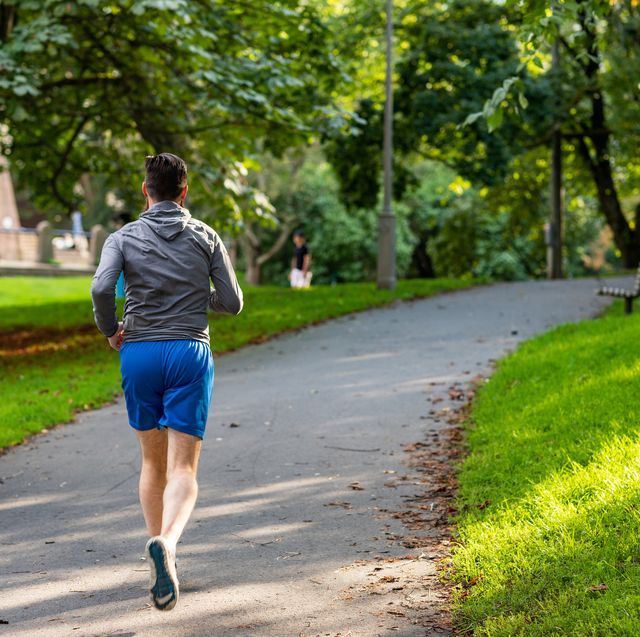 man jogging in a park