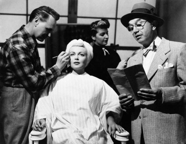 Lana Turner at the make up on the film set of The Bad and the Beautiful