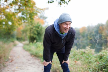 man out of breath after running