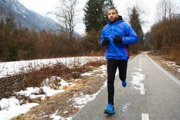 man running in winter