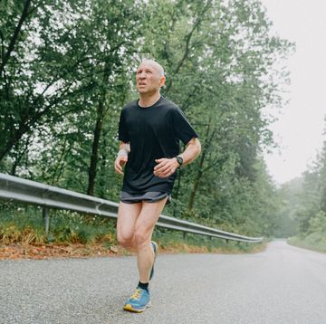 man running on a road