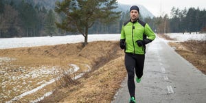 man Mte running on road, highintensity exercise may stave off cancer