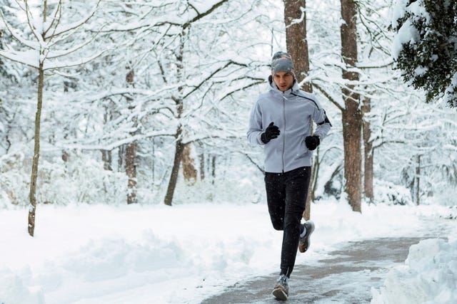 man running on snow