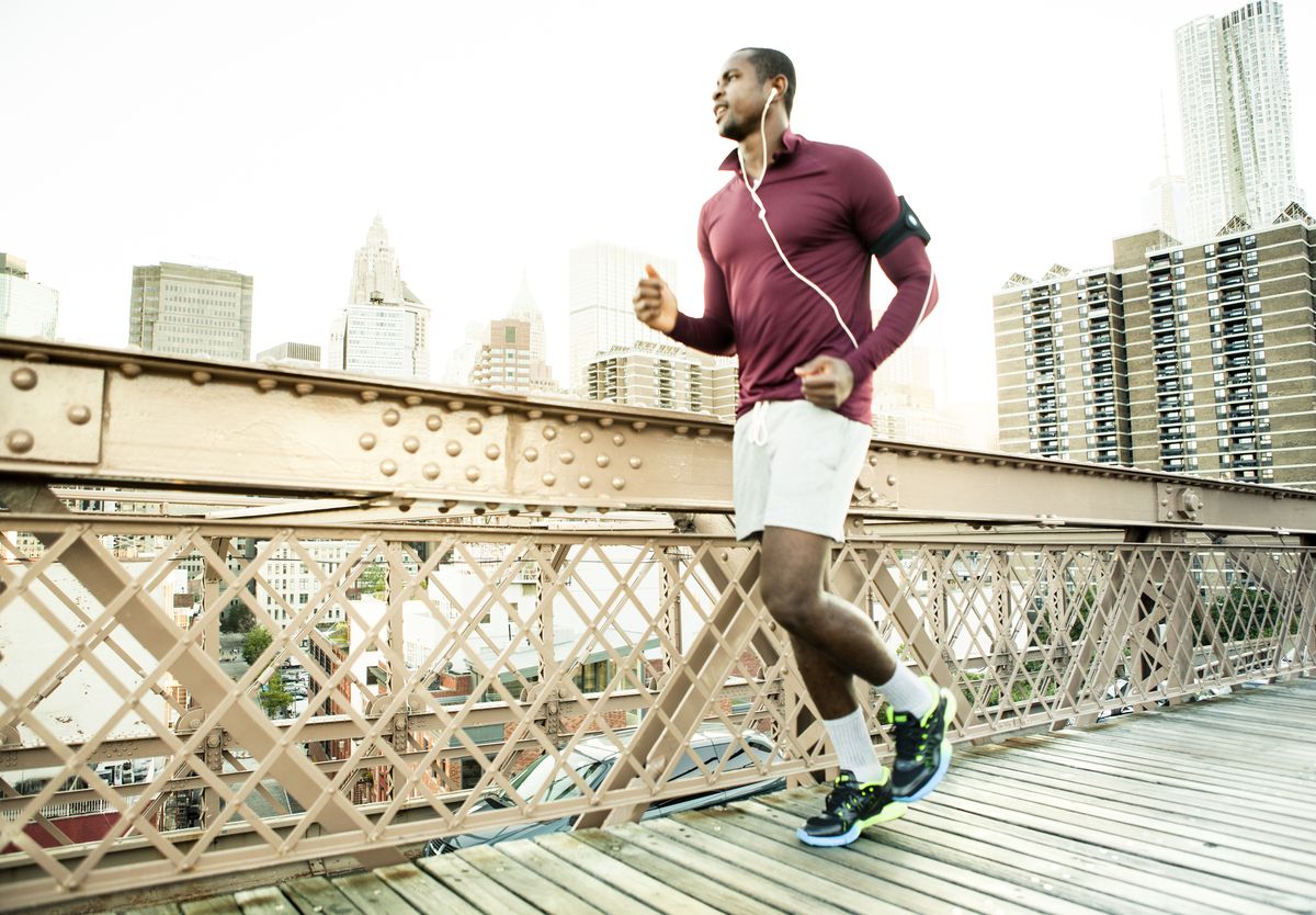 Man running on the brooklyn bridge