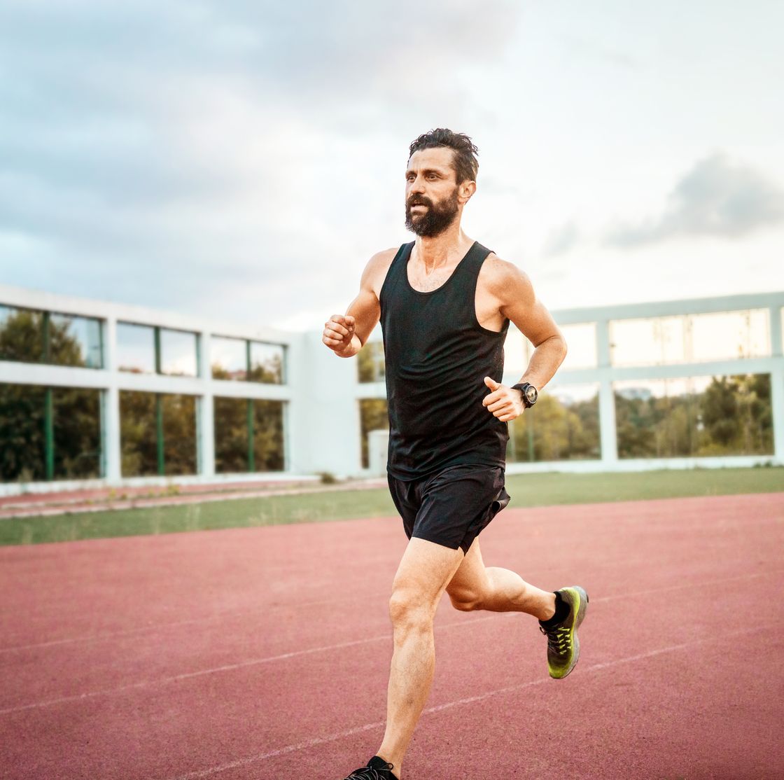 man running on the track to keep fit