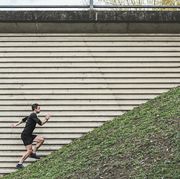 Man running up steep hill