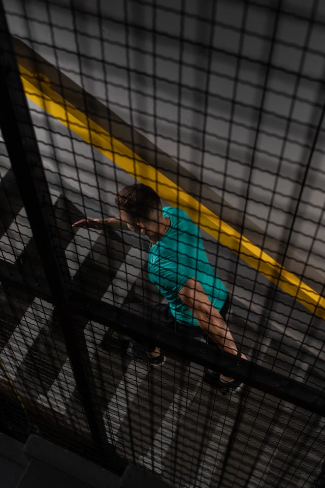 Man running upstairs isolation
