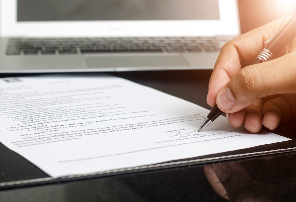 Man signing contract. Close up. Deal concept
