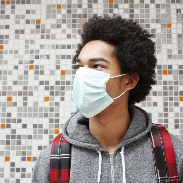 man wearing  pollution mask