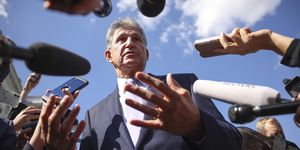 washington, dc   september 30  sen joe manchin d wv speaks to reporters outside of the us capitol on september 30, 2021 in washington, dc the senate is expected to pass a short term spending bill to avoid a government shutdown photo by kevin dietschgetty images
