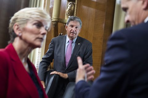 united states   june 15 secretary of energy jennifer granholm, chairman joe manchin, d wva, center, and sen bill cassidy, r la, arrive for the senate energy and natural resources committee hearing on the fy 2022 budget request for the department of energy in dirksen building on tuesday, june 15, 2021 photo by tom williamscq roll call, inc via getty images