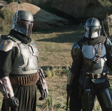 l r boba fett temuera morrison, the mandalorian pedro pascal and fennec shand ming na wen in lucasfilm's the mandalorian, season two, exclusively on disney © 2020 lucasfilm ltd  ™ all rights reserved