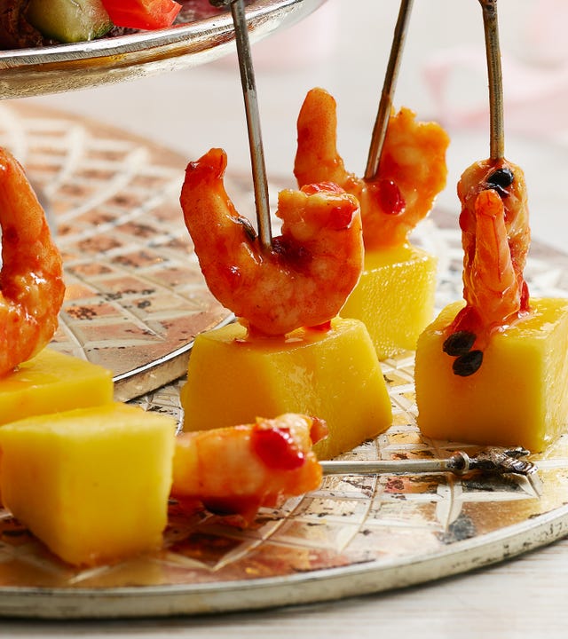 best canape recipes prawn and mango skewers