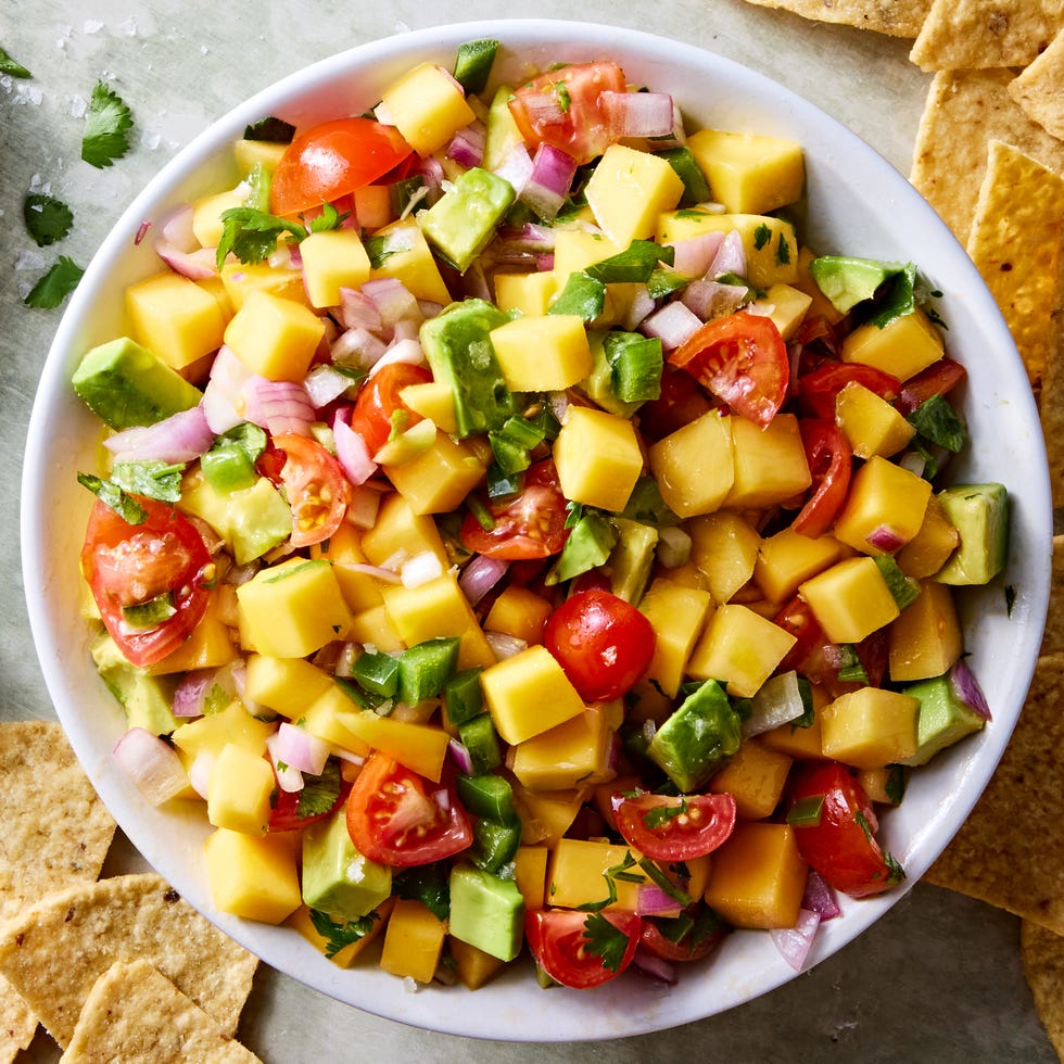 chopped mango, tomatoes, avocado, and jalapeno