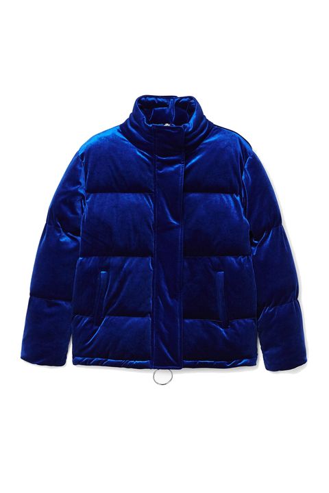 Cobalt blue, Clothing, Blue, Jacket, Outerwear, Electric blue, Sleeve, Hood, Puffer, Zipper, 