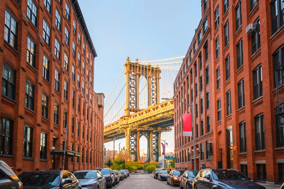 Manhattan Bridge at sunset seen from Dumbo, Brookyn, New York City manhattan bridge at sunset seen from dumbo, brookyn, new york city