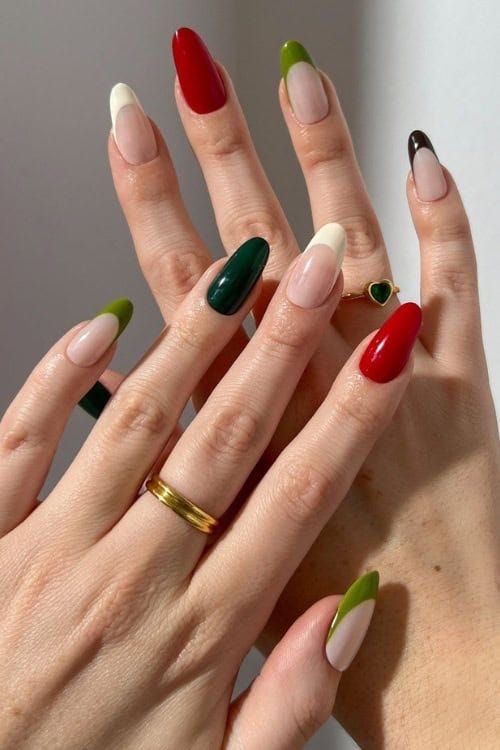 French manicure combined with the colors of spring 2025