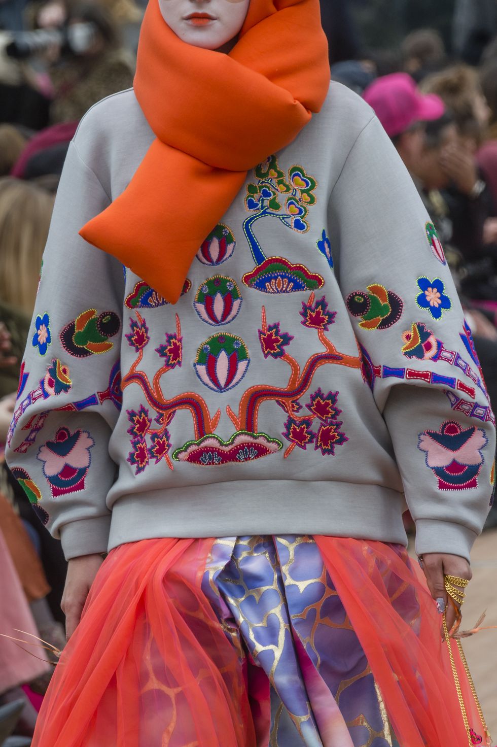 People, Fashion, Orange, Tradition, Street fashion, Pink, Outerwear, Human, Joint, Costume, 