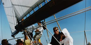 President Kennedy aboard the Manitou, with Jacqueline Kennedy and her mother, September 9, 1962.