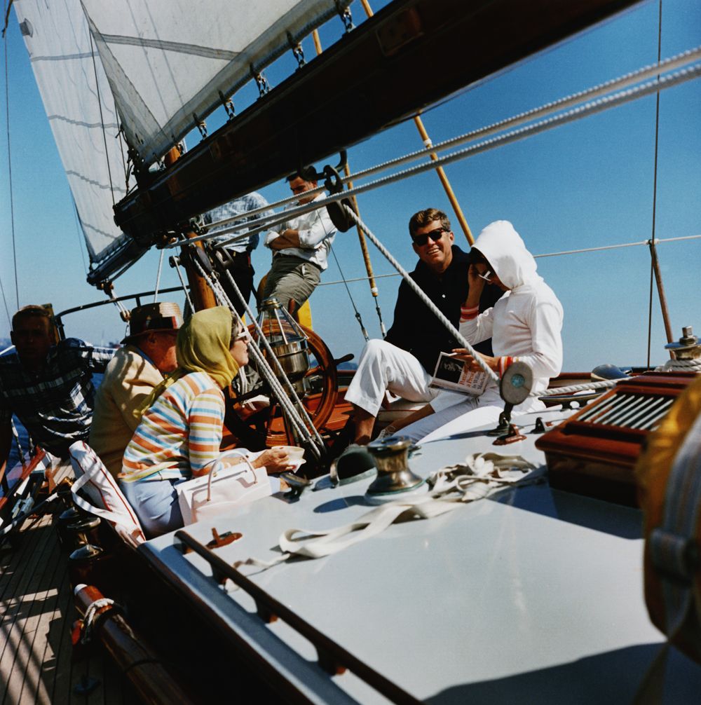 President Kennedy aboard the Manitou, with Jacqueline Kennedy and her mother, September 9, 1962.