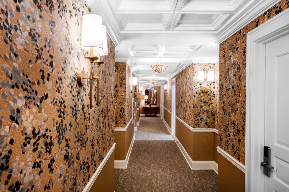 a hallway at manor hovey hotel.