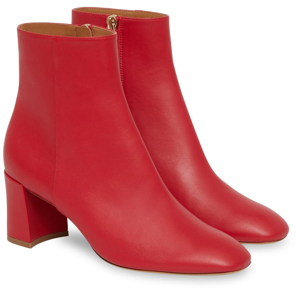 Footwear, Red, Shoe, Boot, High heels, Joint, Leather, Leg, Durango boot, 